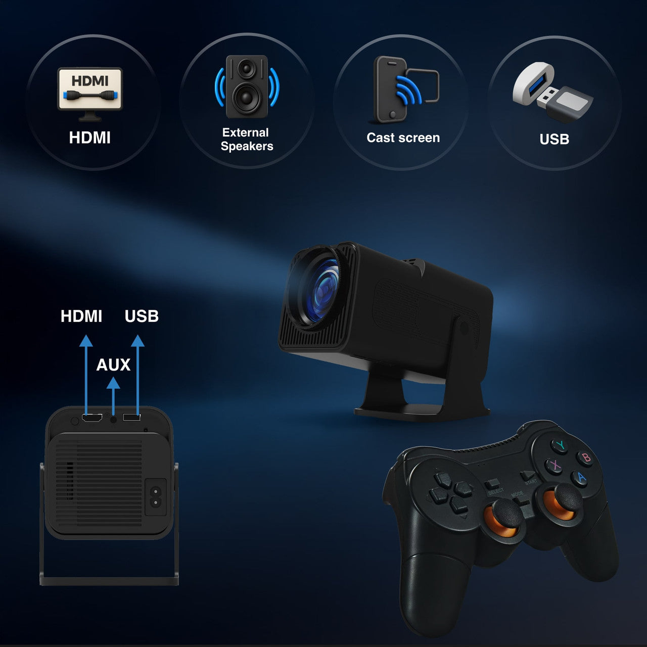 Smart Gaming Projector with 80 Games Dual Controllers V1031-PJ-GH803B-168