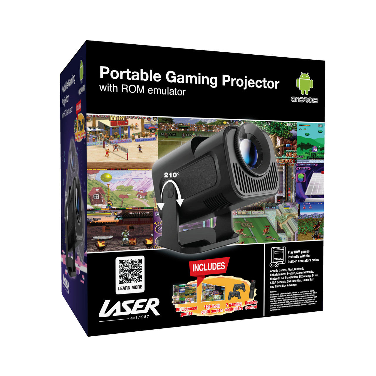 Smart Gaming Projector with 80 Games Dual Controllers V1031-PJ-GH803B-168
