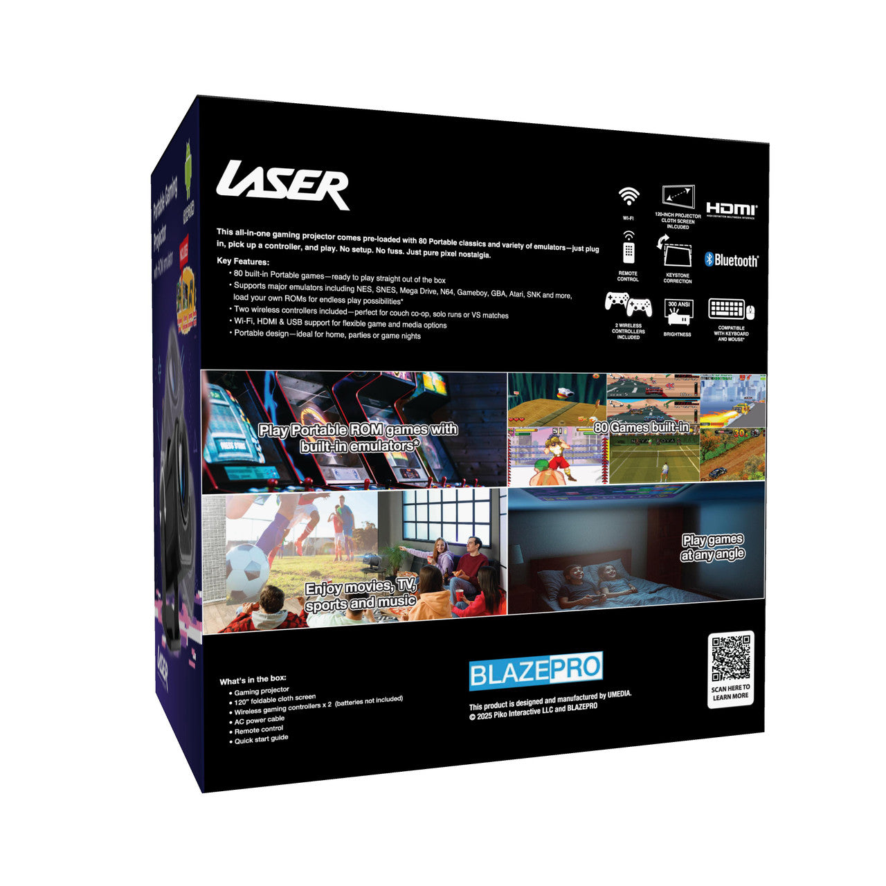 Smart Gaming Projector with 80 Games Dual Controllers V1031-PJ-GH803B-168