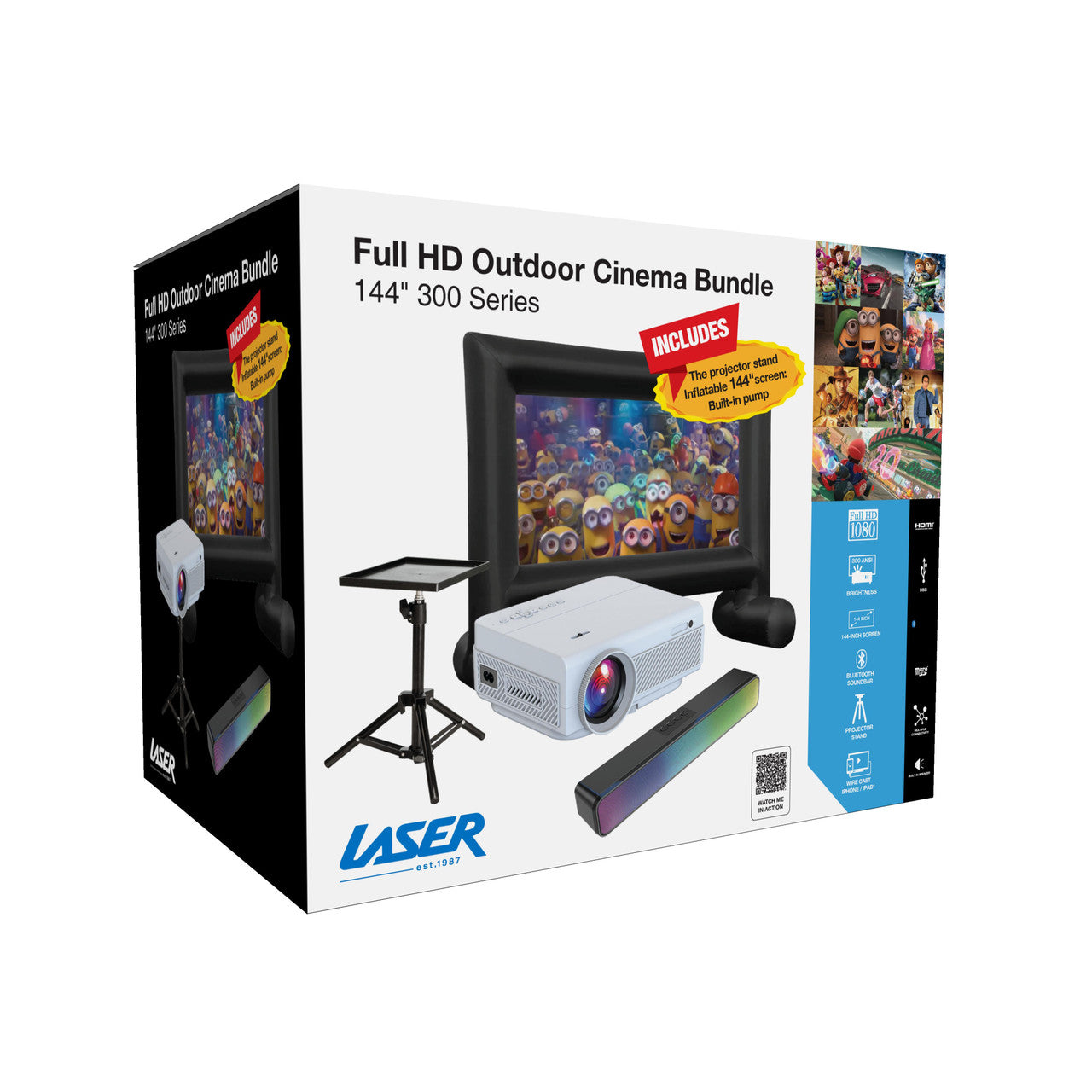 Laser 1080P Outdoor Cinema Bundle 144 Inch V1031-PJ-OBF144-670