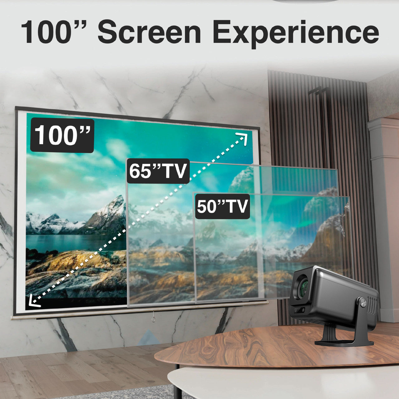Laser 1080p Android Multi-Angle LED Projector Black V1031-PJ-TUFHA3-065