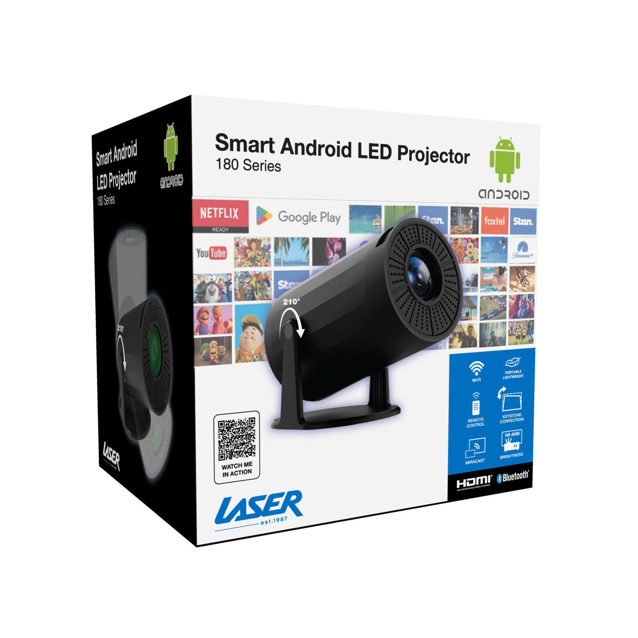 Laser Multi Angle Android LED Projector Black V1031-PJ-TUHDAB-877