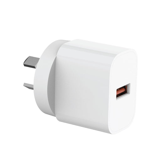 Laser USB-A 18W QC3 Wall Charger White V1031-PW-18WCA-713