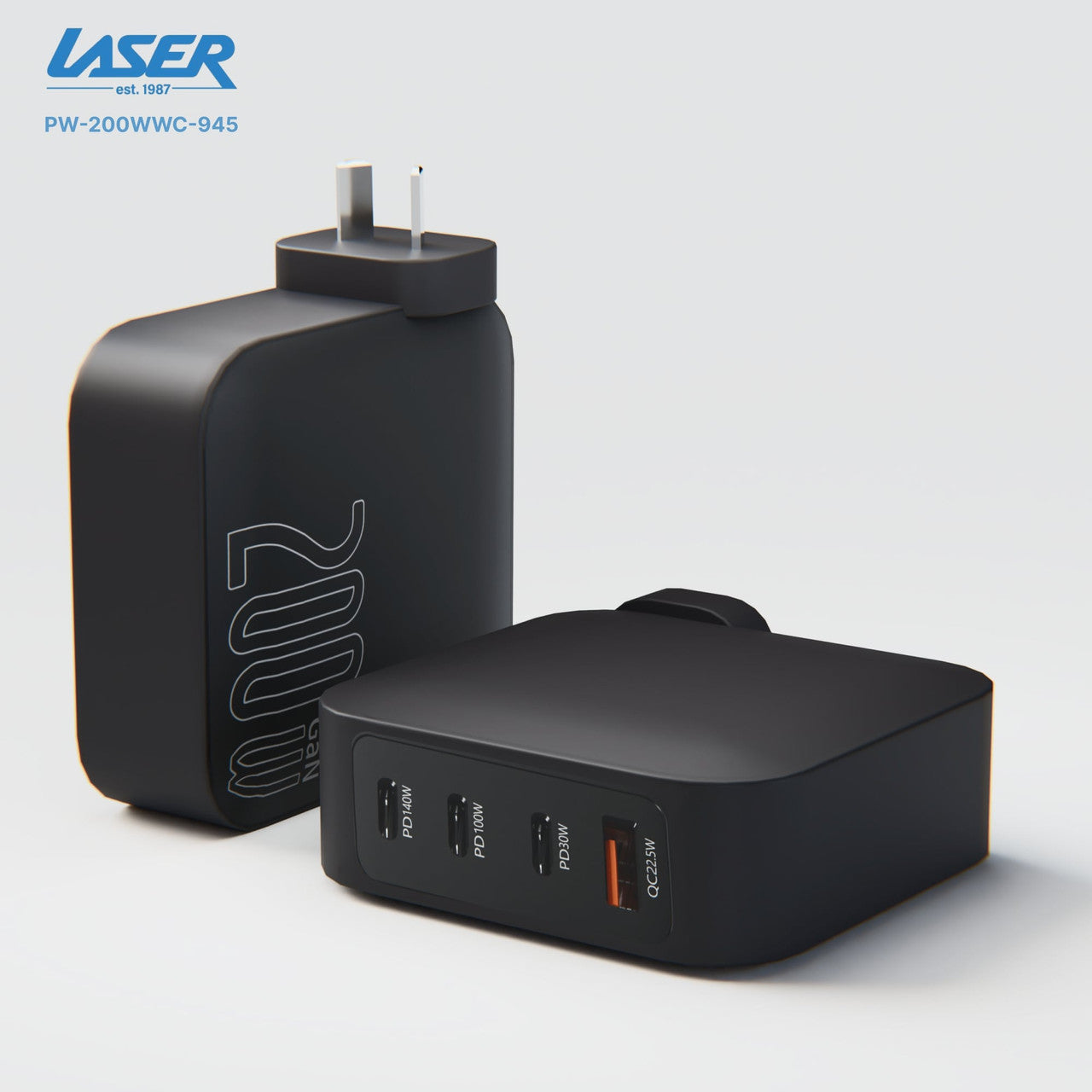 Laser PD3.0 200W GaN Wall Charger Black V1031-PW-200WWC-945