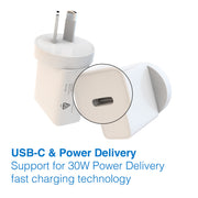 Laser ChargeCore USB-C 30W Dual PD Wall charger V1031-PW-30WWC-DU