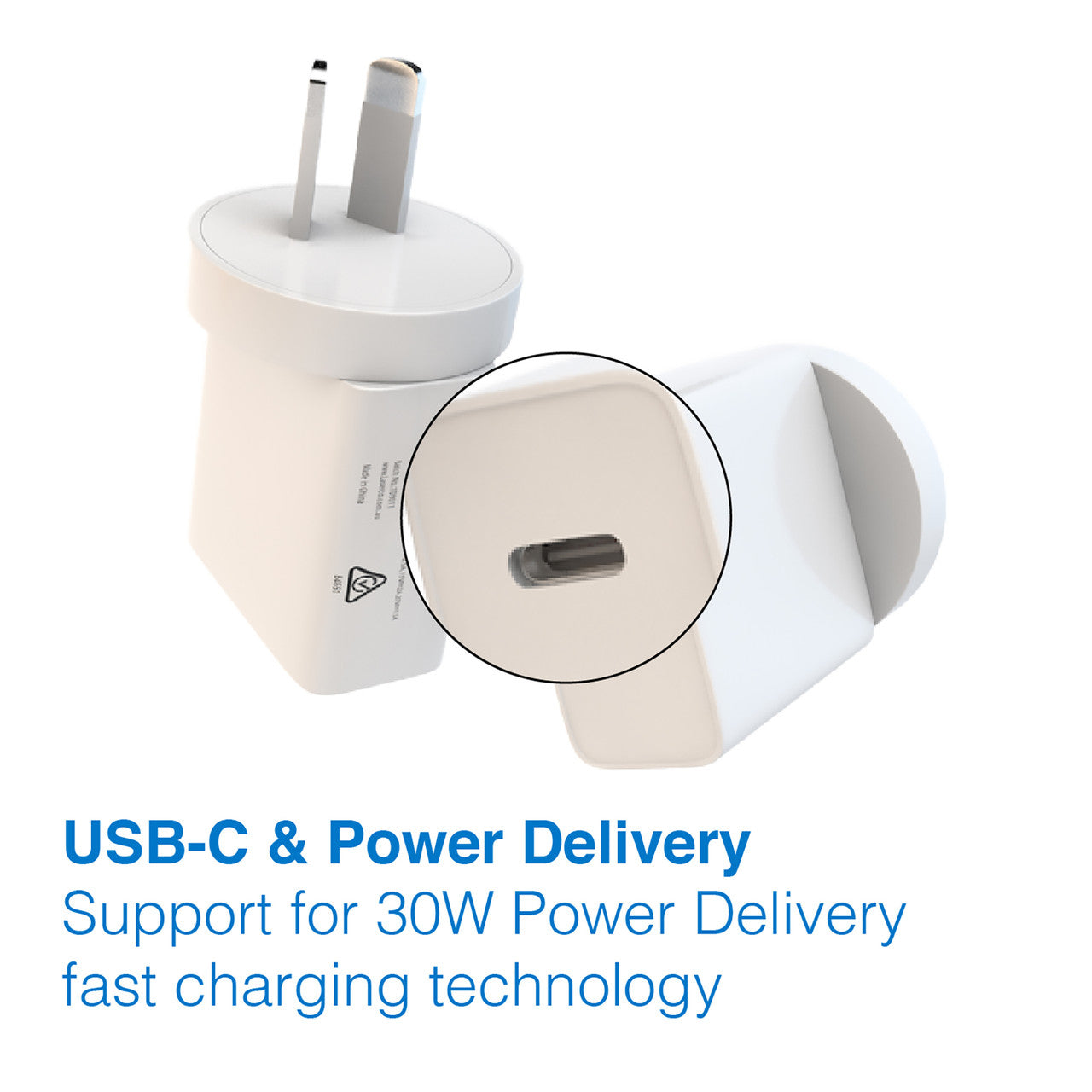 Laser ChargeCore USB-C 30W Dual PD Wall charger V1031-PW-30WWC-DU