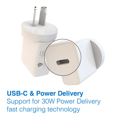 Laser ChargeCore USB-C 30W Dual PD Wall charger V1031-PW-30WWC-DU
