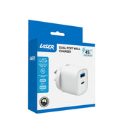 Laser Dual Port 45W USB Wall Charger White V1031-PW-45WAC-720
