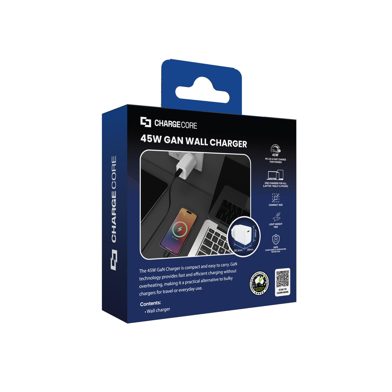 Laser ChargeCore 45W PD GaN USB-C Wall Charger V1031-PW-45WWC-136