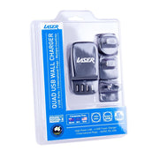 Laser 4-Port USB Travel Charger with Global Adapters V1031-PW-4TRAVEL