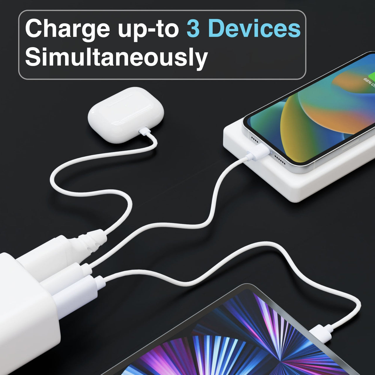 Laser 65W GaN Travel Charger with 4 Adaptors V1031-PW-65U1WH-785