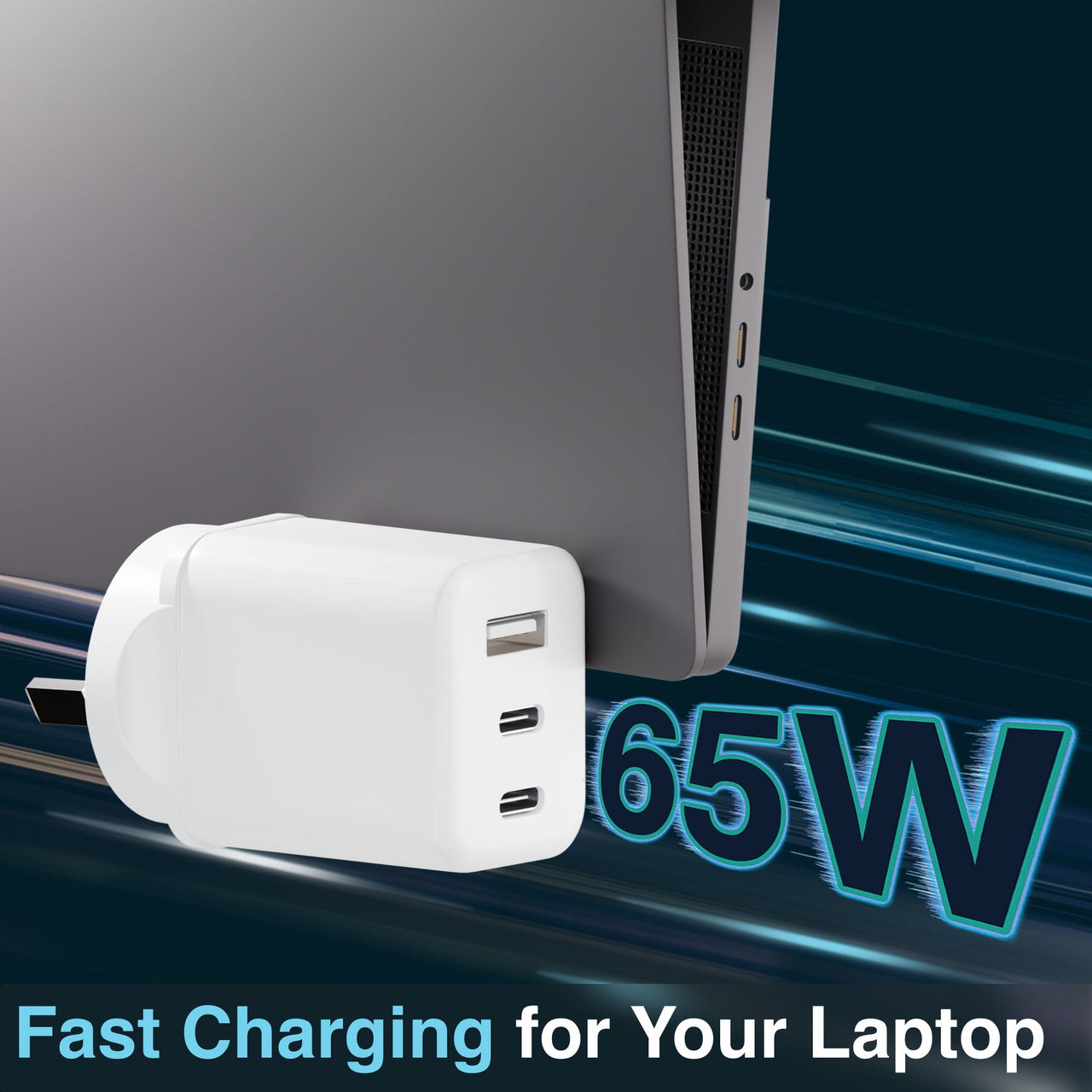 Laser 65W GaN Travel Charger with 4 Adaptors V1031-PW-65U1WH-785