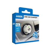 Laser USB Car Charger with 3-in-1 Cable White V1031-PW-UB243C-WHT