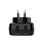 Laser Fast Charging Dual USB Wall Charger with 3 in 1 Cable - Black V1031-PW-UB483C-BLK