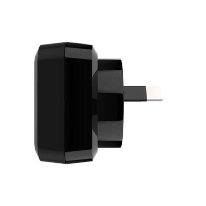 Laser Fast Charging Dual USB Wall Charger with 3 in 1 Cable - Black V1031-PW-UB483C-BLK