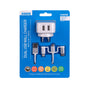 Laser Dual USB AC Charger 2.4A with 3-in-1 Cable White V1031-PW-UB483C-WHT