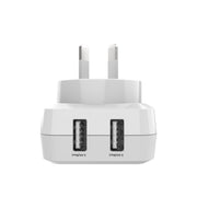 Laser Dual USB AC Charger 2.4A with 3-in-1 Cable White V1031-PW-UB483C-WHT