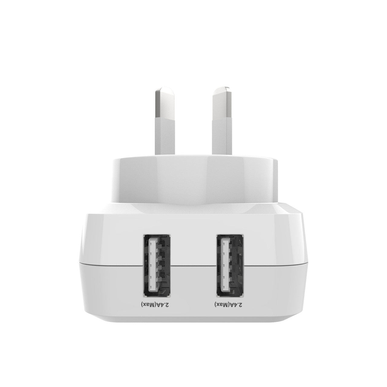 Laser Dual USB AC Charger 2.4A with 3-in-1 Cable White V1031-PW-UB483C-WHT