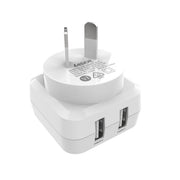 Laser Dual USB AC Charger 2.4A with 3-in-1 Cable White V1031-PW-UB483C-WHT