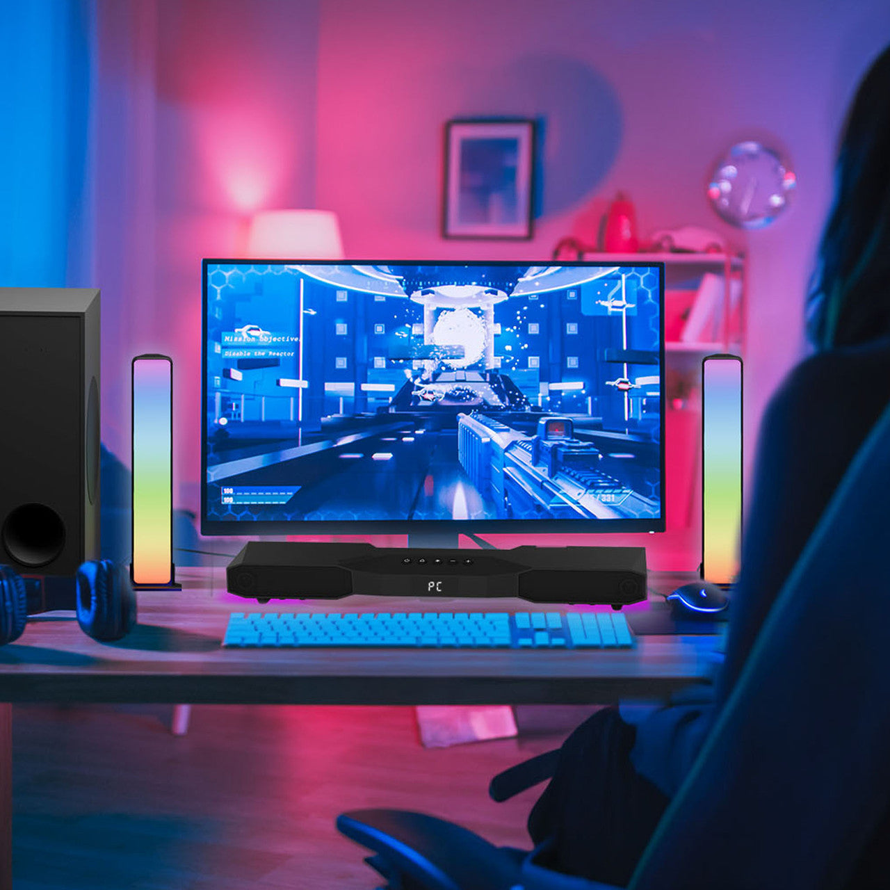 Laser RGB Gaming Soundbar with Subwoofer V1031-SP-21CSSW-112