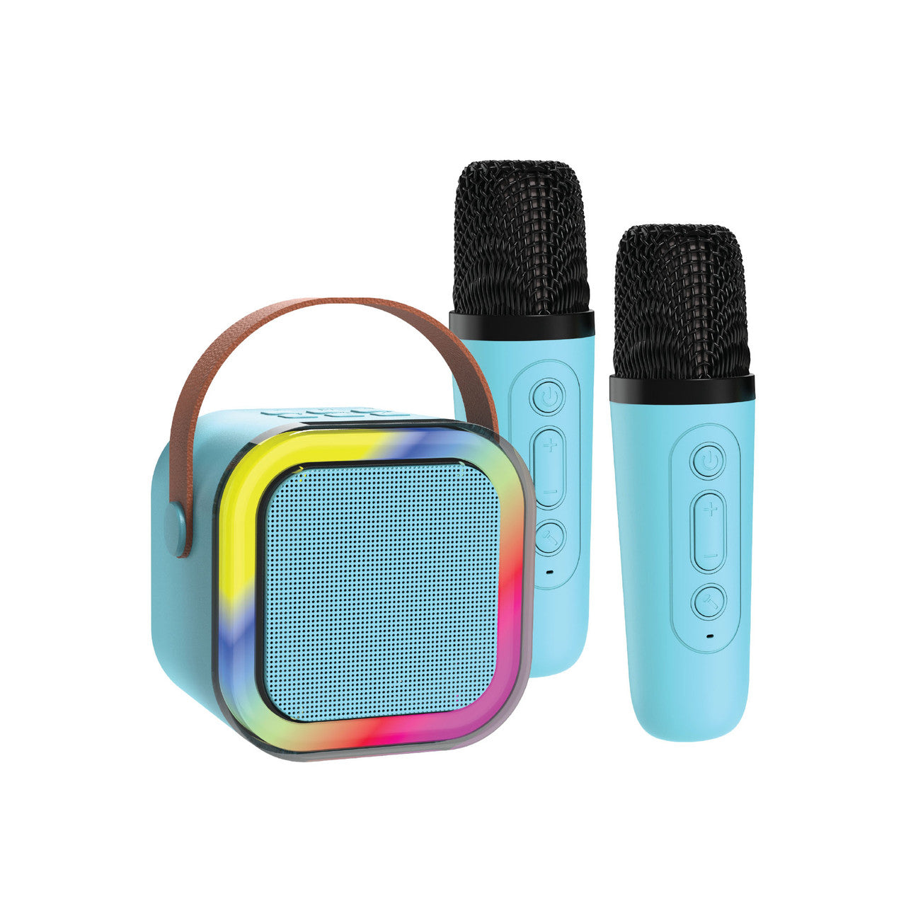 Laser Mini Karaoke Speaker with 2 Wireless Mics - Blue V1031-SP-KA10BL-549