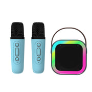 Laser Mini Karaoke Speaker with 2 Wireless Mics - Blue V1031-SP-KA10BL-549