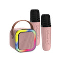 Laser Mini Karaoke Speaker with 2 Wireless Mics - Pink V1031-SP-KA10PK-556