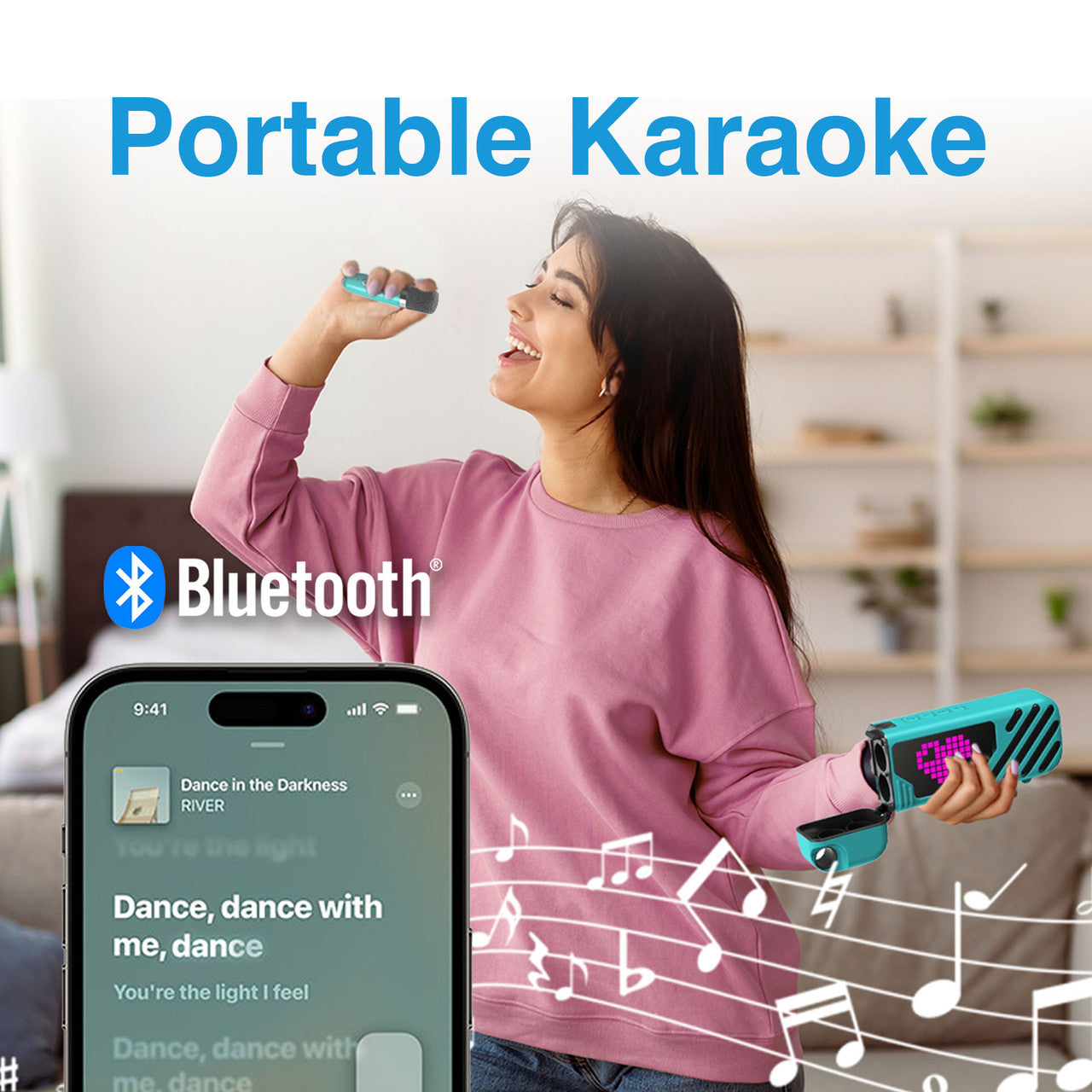 Laser LED Karaoke with 2 Mics Aquatic Awe V1031-SP-KAULPA-393