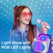 Laser Kids Disco Karaoke with Two Mics White V1031-SP-KKALWH-386