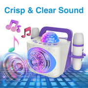 Laser Kids Disco Karaoke with Two Mics White V1031-SP-KKALWH-386