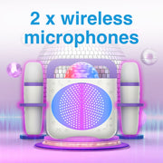 Laser Kids Disco Karaoke with Two Mics White V1031-SP-KKALWH-386
