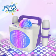 Laser Kids Disco Karaoke with Two Mics White V1031-SP-KKALWH-386