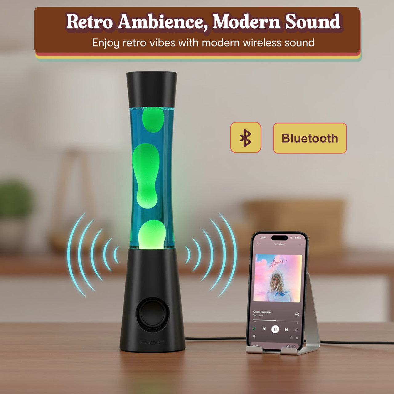 Laser Retro Lava Lamp with Bluetooth Speaker V1031-SP-LAVABK-762