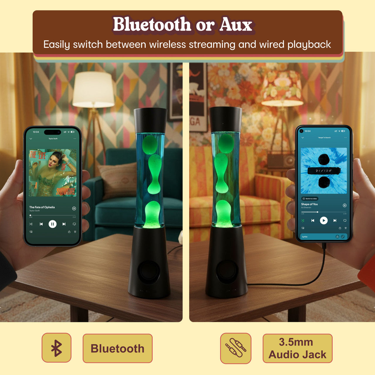 Laser Retro Lava Lamp with Bluetooth Speaker V1031-SP-LAVABK-762