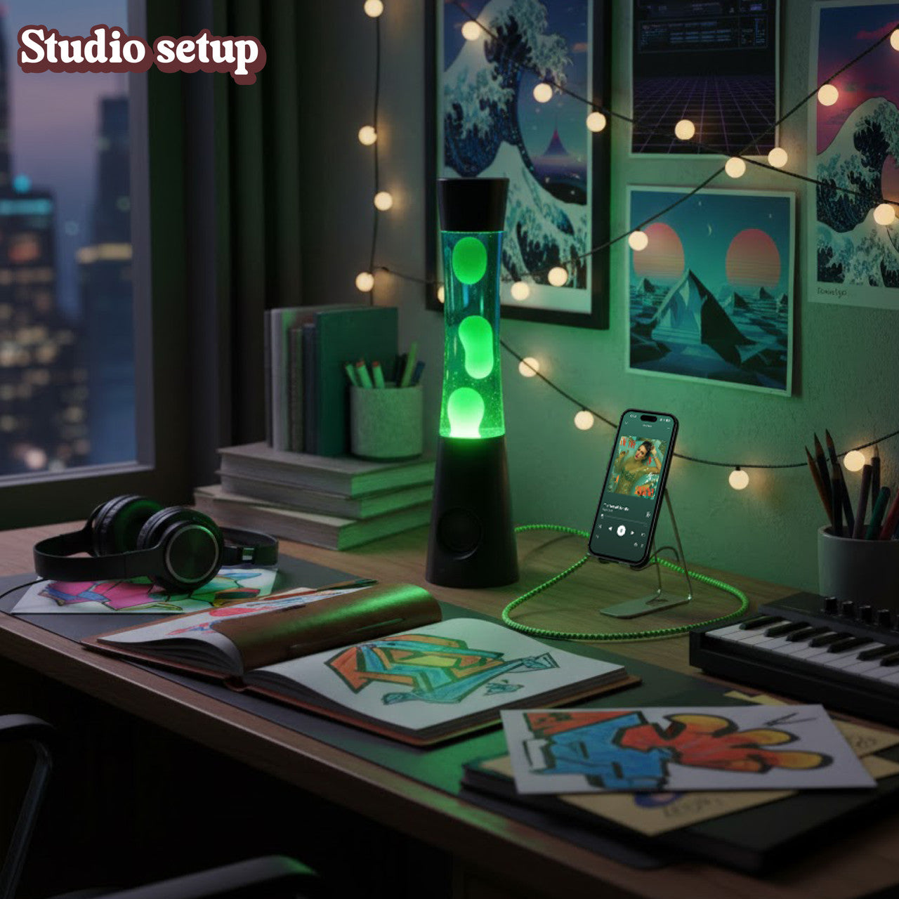 Laser Retro Lava Lamp with Bluetooth Speaker V1031-SP-LAVABK-762