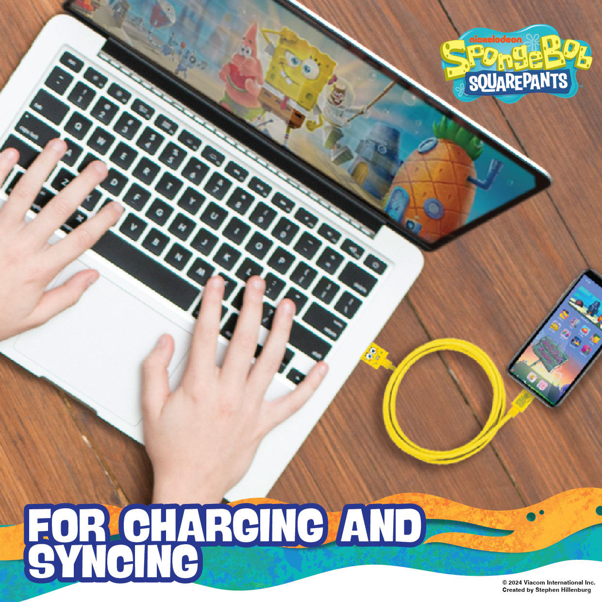Sponge Bob SquarePants Lightning Cable 1M V1031-SP-LUSBAS-906