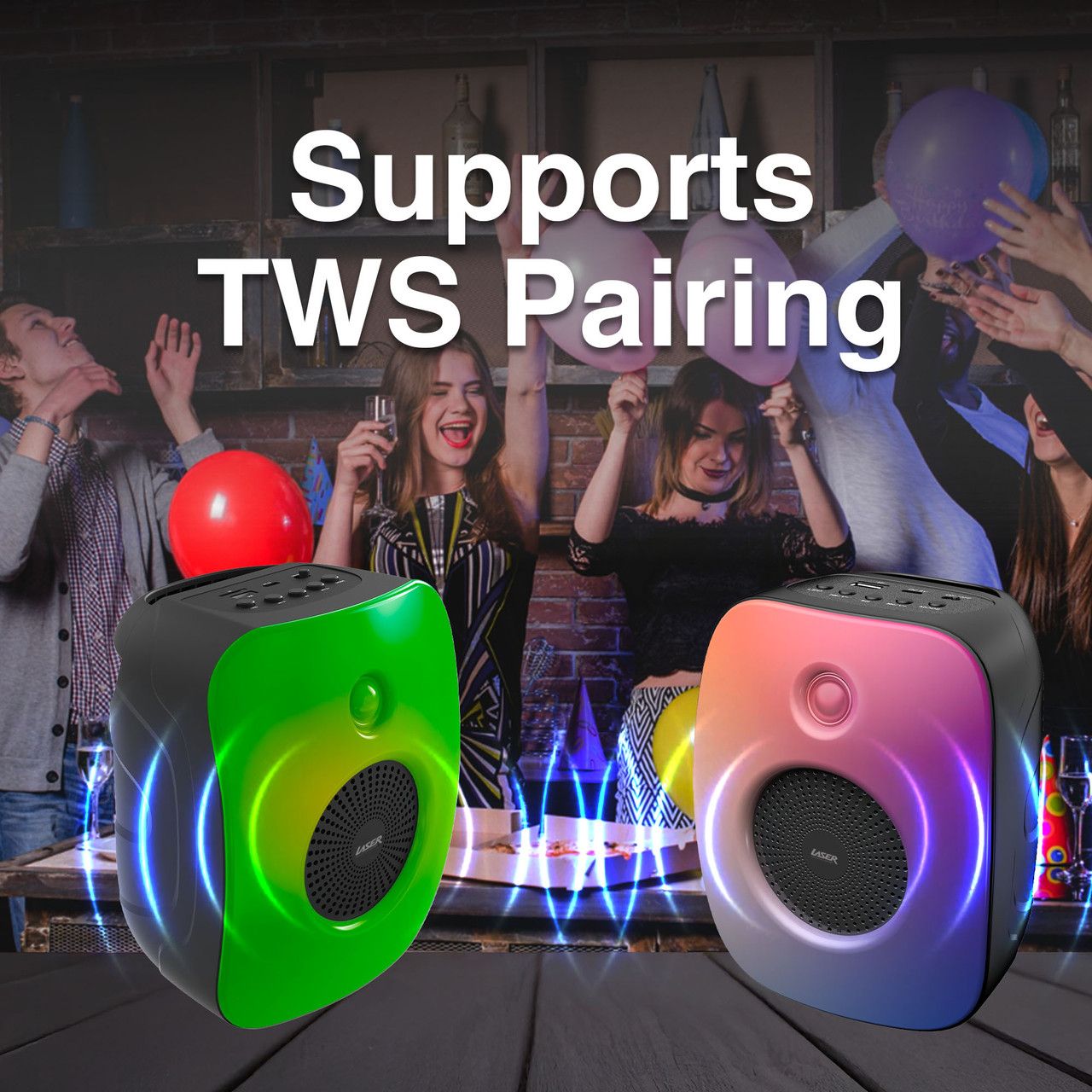 Laser RGB Mini Party Speaker Black V1031-SP-RG19BK-218