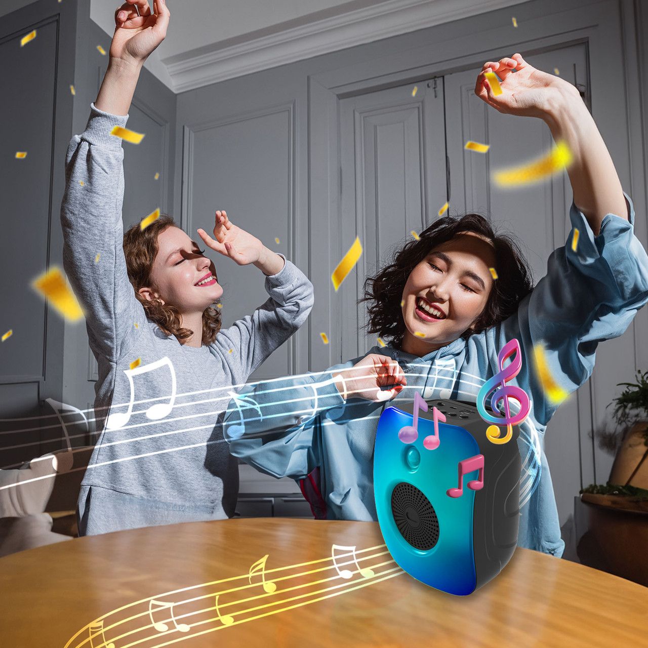 Laser RGB Mini Party Speaker Black V1031-SP-RG19BK-218