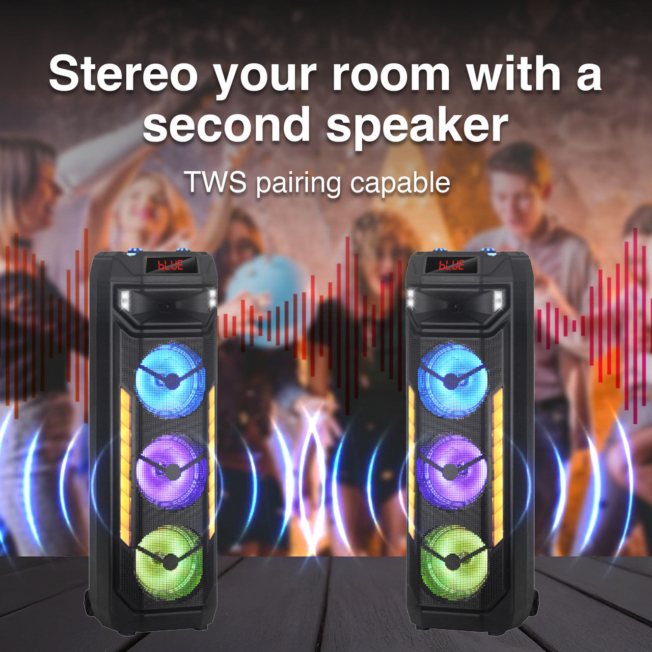 Laser RGB Tower Speaker with 40W Sound V1031-SP-RG81BK-300