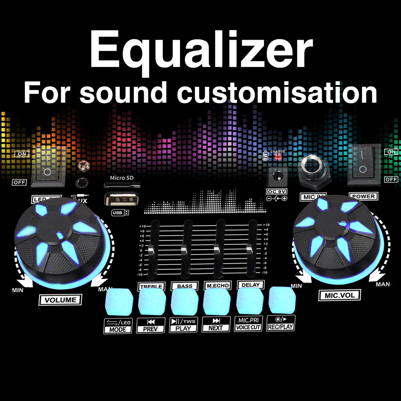 Laser RGB Tower Speaker with 40W Sound V1031-SP-RG81BK-300