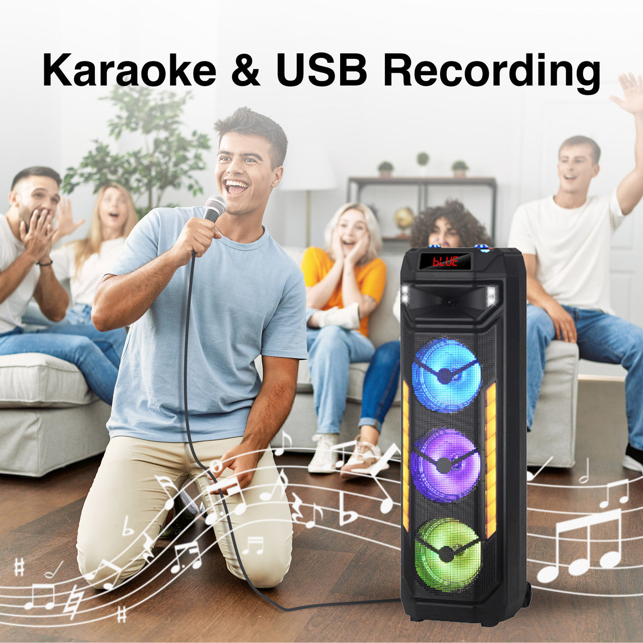 Laser RGB Tower Speaker with 40W Sound V1031-SP-RG81BK-300