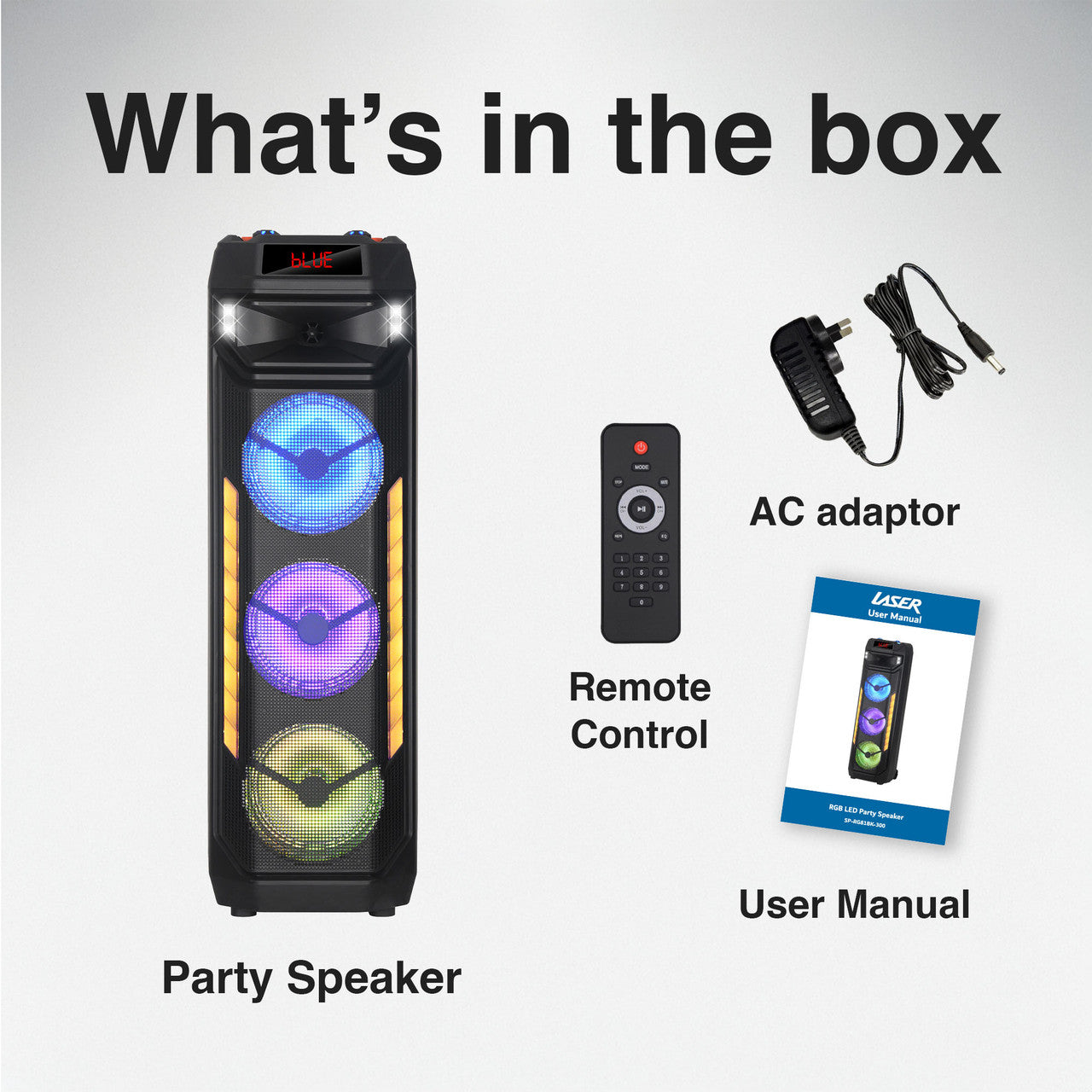 Laser RGB Tower Speaker with 40W Sound V1031-SP-RG81BK-300