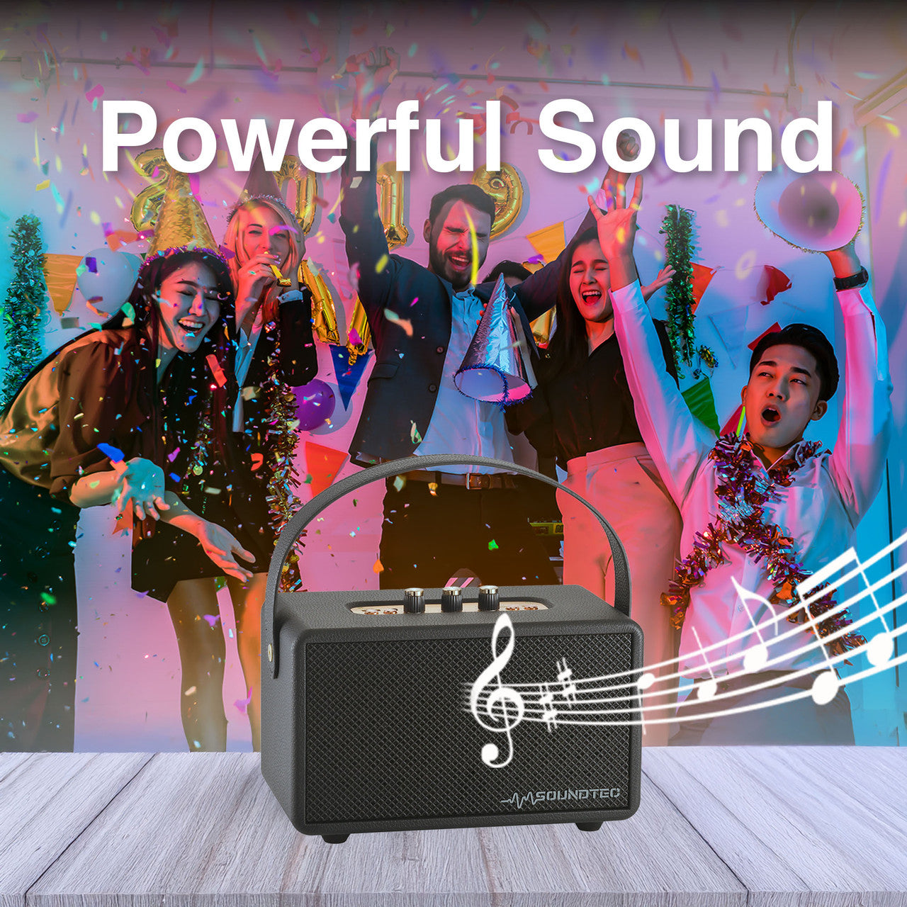 SoundTec Retro Bluetooth Boombox Black V1031-SP-ST15BK-317