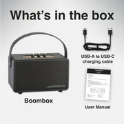 SoundTec Retro Bluetooth Boombox Black V1031-SP-ST15BK-317