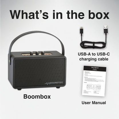 SoundTec Retro Bluetooth Boombox Black V1031-SP-ST15BK-317