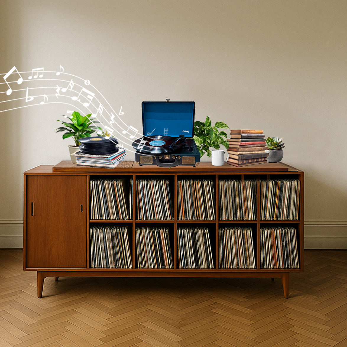 Bluetooth Suitcase Turntable with Speaker V1031-SP-TT25BK-192