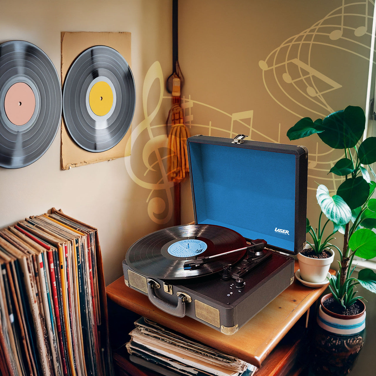 Bluetooth Suitcase Turntable with Speaker V1031-SP-TT25BK-192