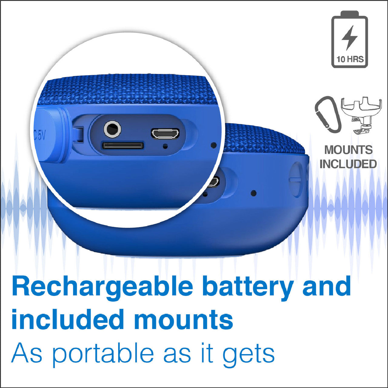 Laser Outdoor Bluetooth Speaker with Mount Blue V1031-SPK-60BL-392