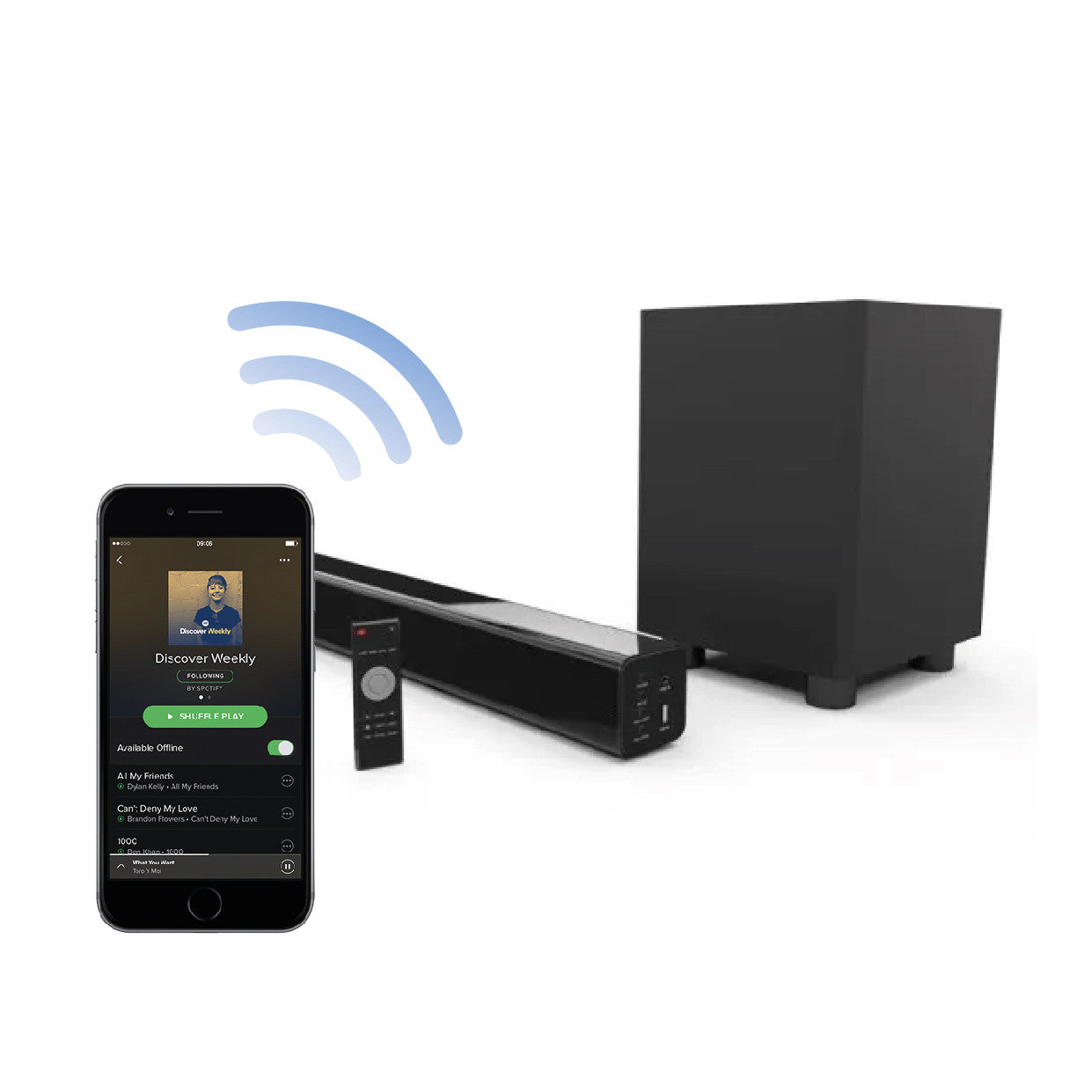 Laser Optical Soundbar with Wireless Sub-woofer V1031-SPK-SB140SUB