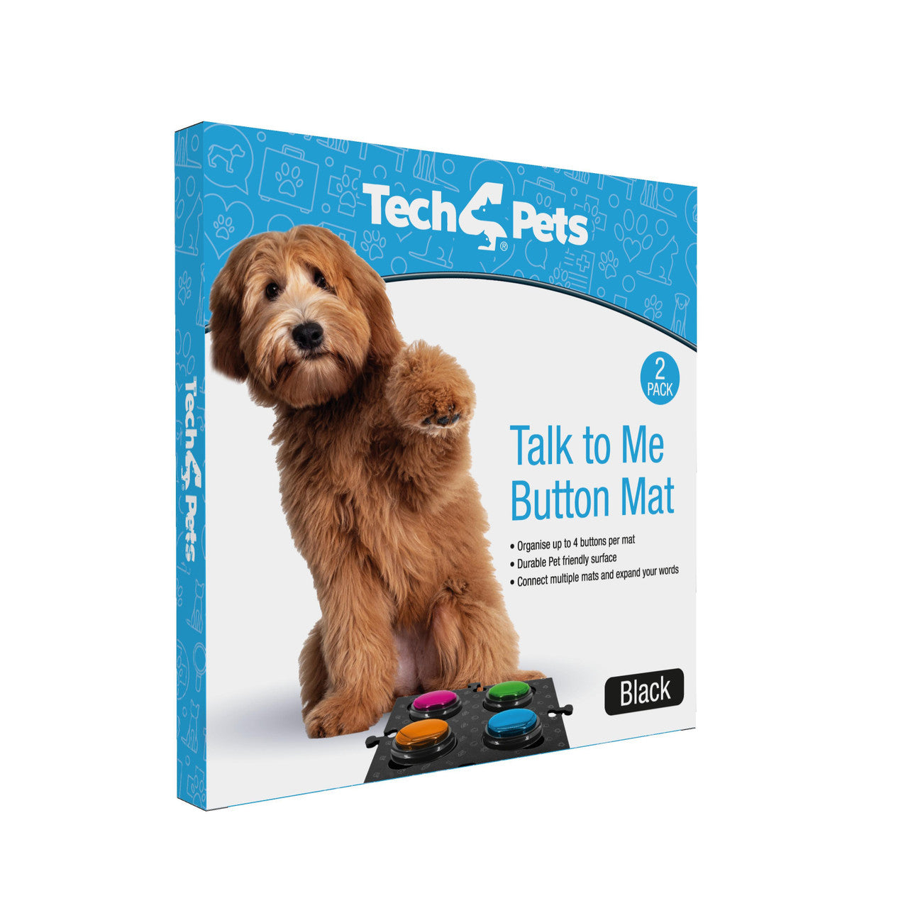 Tech4Pets Black Mat 2-Pack for Talking Buttons & Floor V1031-T4P-TBM2B-746